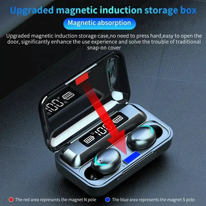 F9 Wireless Earphones Bluetooth TWS LED Dislpaly Binaural Headset Waterproof HD Calling CVC 8.0 Noise Reduction Headphones by All Mart Bristol Ltd