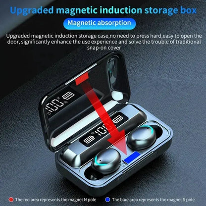 F9 Wireless Earphones Bluetooth TWS LED Dislpaly Binaural Headset Waterproof HD Calling CVC 8.0 Noise Reduction Headphones by All Mart Bristol Ltd
