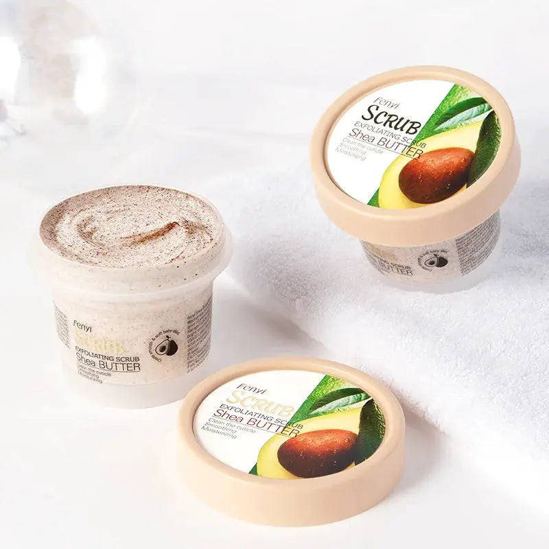 Shea Butter Exfoliating Scrub Cream Face Body Deep Pores Avocado Smooth Treatment Cleansing Wash Peach Acne Face Whitening by All Mart Bristol Ltd