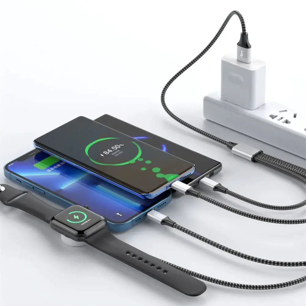 4 in 2 Multi Charging Cable For Iwatch Iphone Charger Usb Type-C Fast Charging Cable High-Quality Airpods iPad Accessories by All Mart Bristol Ltd