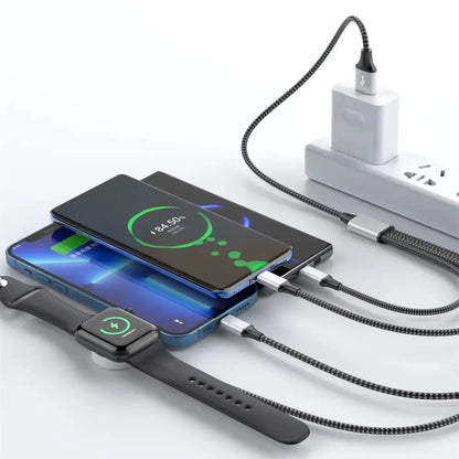 4 in 2 Multi Charging Cable For Iwatch Iphone Charger Usb Type-C Fast Charging Cable High-Quality Airpods iPad Accessories by All Mart Bristol Ltd