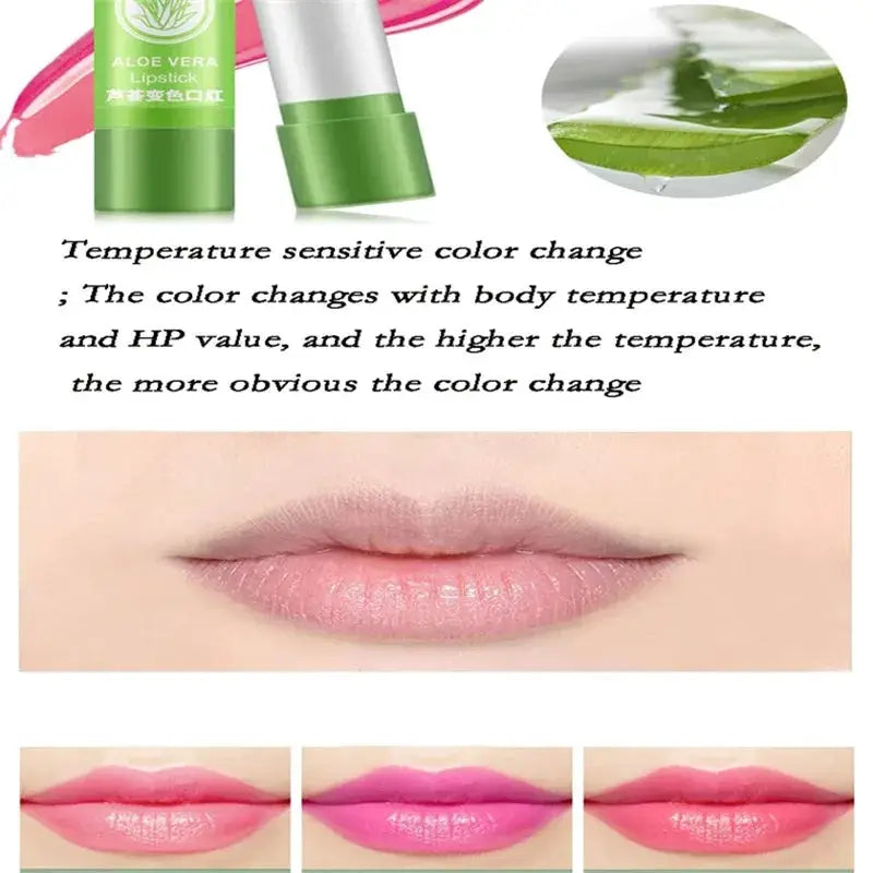 1PC Moisturizing Aloe Color Changing Lipstick Long Term Moisturizing and Moisturizing Lipstick Lip Color Lip Care by All Mart Bristol Ltd