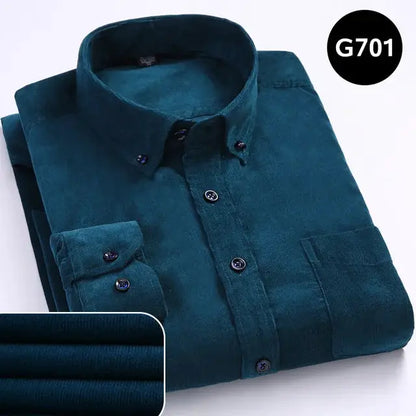 Oversize Corduroy Shirt For Men's Clothing Casual Long Sleeve Shirts Male Cotton Comfortable Soft Button-down Collar Brown Shirt by All Mart Bristol Ltd