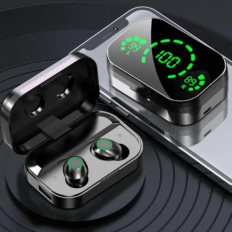 GREATWAL Bluetooth Wireless Headphones, LED Digital Display Mirror Panel Can Be Used As a Small mirror, HiFi Music Headphones by All Mart Bristol Ltd