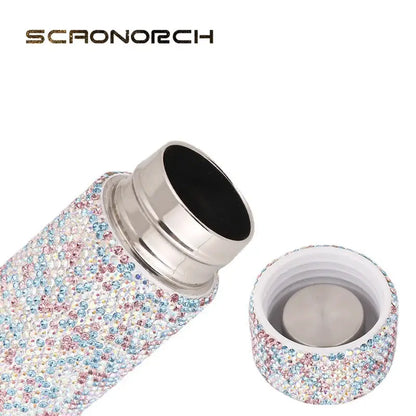 Creative Bling Slender Vacuum Flask Stainless Steel Water Bottle Tumbler Thermos Rhinestone Travel Portable Insulated Cup Mug by All Mart Bristol Ltd