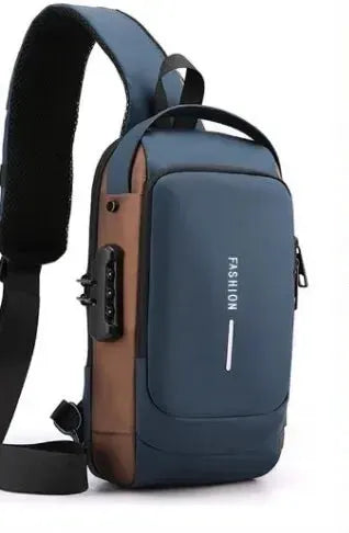 Men Anti Theft Chest Bag Shoulder Bags USB Charging Crossbody Package School Short Trip Messengers Bags Men's Oxford Sling Pack by All Mart Bristol Ltd