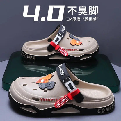 Mens Trendy Cave Shoes Summer Outer Wear Cartoon Fashion Home Home Couple Non-slip Cave Sandals Beach Baotou Slippers Mens by All Mart Bristol Ltd