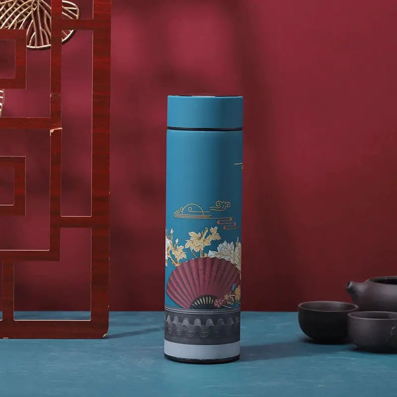 Thermal Mug Water Bottle Thermos Chinese Style Ins Illustration Vacuum Flask Stainless Steel Display Temperature Water Cup 500ML by All Mart Bristol Ltd