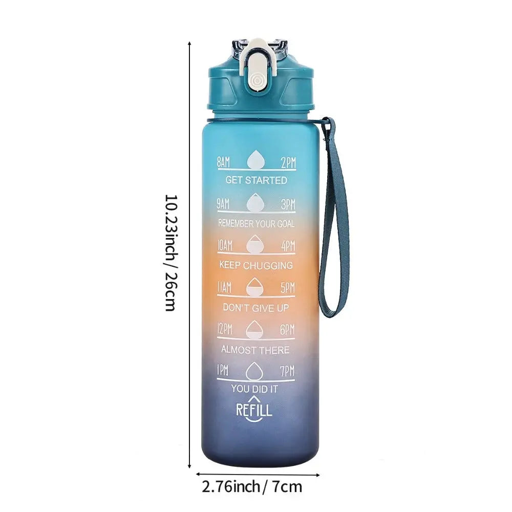 750ML Large Capacity Water Bottle Portable Plastic Clear Drink Bottle with Time Marker Motivational Sports Water Cup by All Mart Bristol Ltd