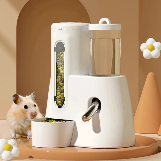 Hamster Water Feeder Small Animal Automatic Dispenser Drinking Water Bottle Bowls Dish with Food Container for Guinea Pig Rat by All Mart Bristol Ltd