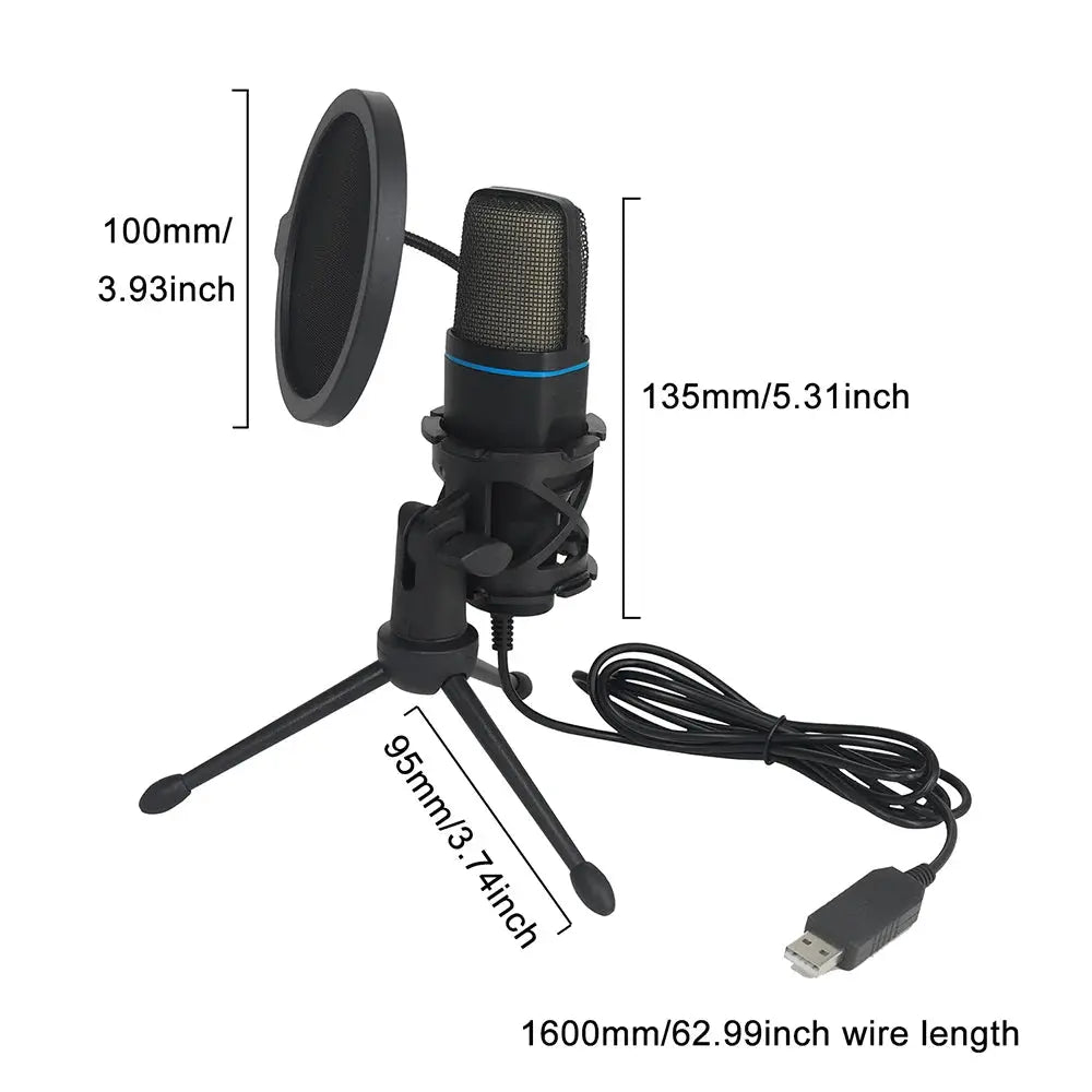 USB Microphone RGB Microfone Condensador Wire Gaming Mic for Podcast Recording Studio Streaming Laptop Desktop PC by All Mart Bristol Ltd