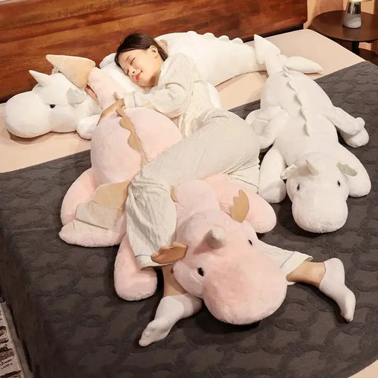 Giant Soft Plush Toy Little Snow Dragon Plush Toy White Dinosaur Stuffed Animal Toy Soft Doll Toys Birthday Gift for Children by All Mart Bristol Ltd