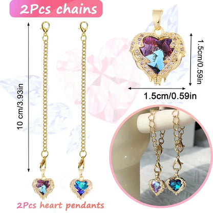 2pcs/pack Heart-Shaped Crystal Charms For Tumblers, 0.59inch Golden Chain Cup Accessories, Beverage Identifier For Stanley Cups by All Mart Bristol Ltd