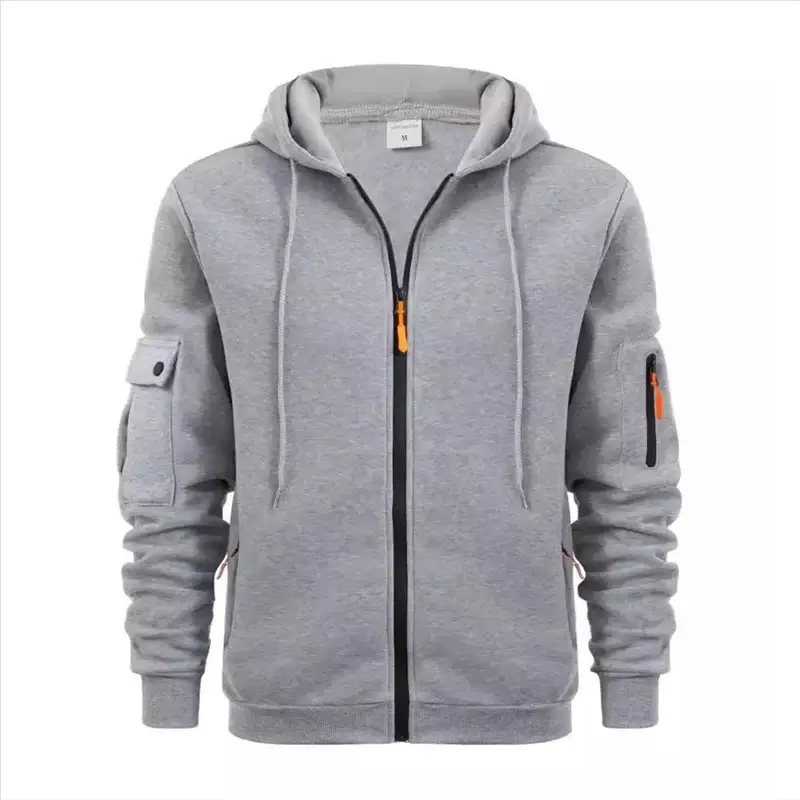 Spring Autumn Hooded Hoodies Men Fashion Zipper Pocket Sports Cardigan Outwear Male Solid Casual Jogging Sweatshirt Jackets Coat by All Mart Bristol Ltd