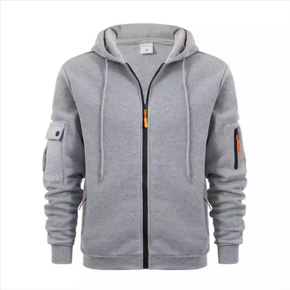 Spring Autumn Hooded Hoodies Men Fashion Zipper Pocket Sports Cardigan Outwear Male Solid Casual Jogging Sweatshirt Jackets Coat by All Mart Bristol Ltd