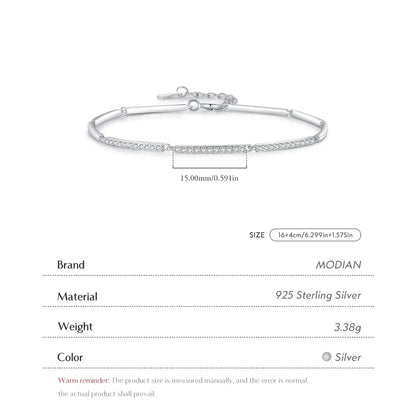 MODIAN White Gold Plated Bracelet For Women 925 Sterling Silver Rectangle Pave Setting Bracelet Dainty Fashion Basic Jewelry by All Mart Bristol Ltd