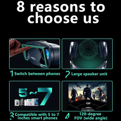 3D VR Headset Smart Virtual Reality Glasses Helmet for Smartphones Phone Lenses Headphones 7 Inches Binoculars Goggles Devices by All Mart Bristol Ltd
