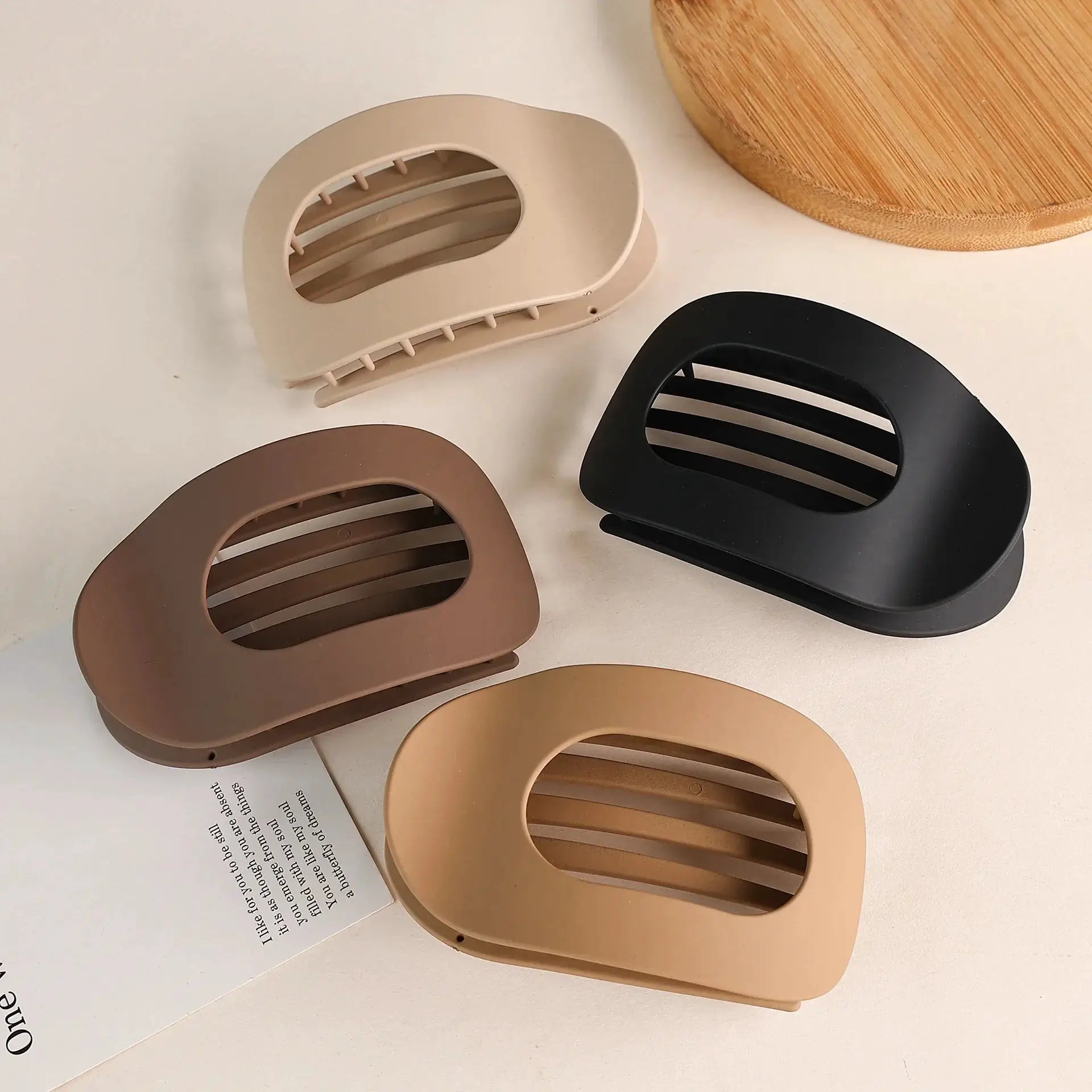 Fashion Oval Hair Claw Clip for Women New Design Leopard Matte Curved Flat Styling Barrettes Acrylic Lying Down Hair Accessories by All Mart Bristol Ltd