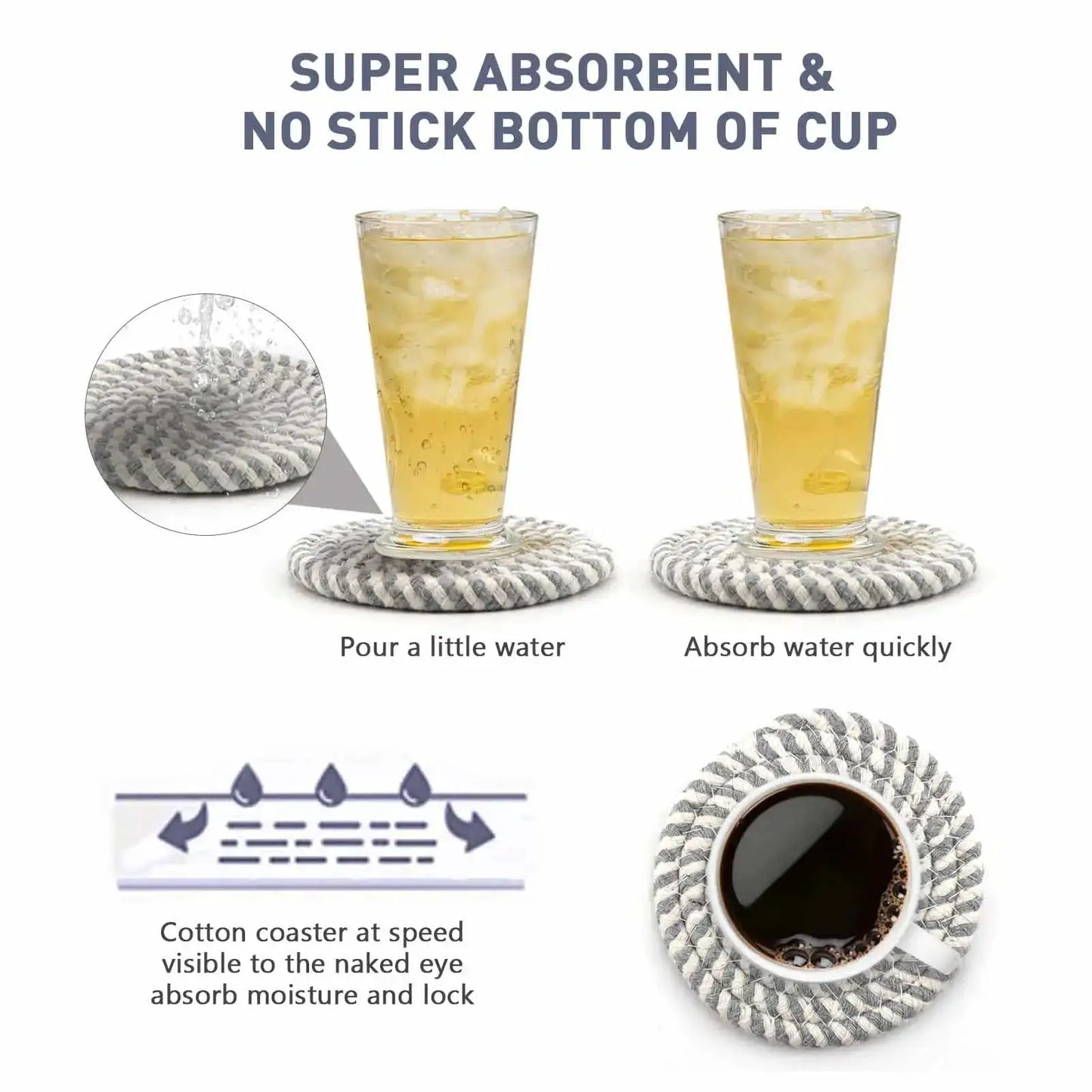 8Pcs Cup Coasters for Drinks Absorbent Woven Coaster Set with Holder Farmhouse Cloth Fabric Cup Coasters for Coffee Tea by All Mart Bristol Ltd