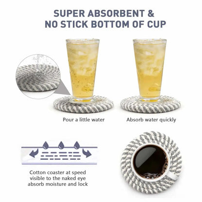 8Pcs Cup Coasters for Drinks Absorbent Woven Coaster Set with Holder Farmhouse Cloth Fabric Cup Coasters for Coffee Tea by All Mart Bristol Ltd