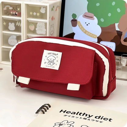 Cartoon Dog Pencil Bag Pen Case 4 Layer Multi Slots Mesh Storage Pouch for Stationery School A7602 by All Mart Bristol Ltd