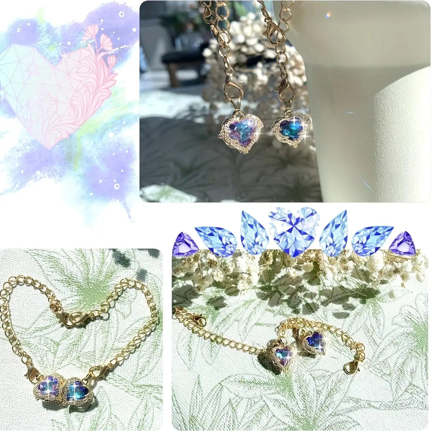 2pcs/pack Heart-Shaped Crystal Charms For Tumblers, 0.59inch Golden Chain Cup Accessories, Beverage Identifier For Stanley Cups by All Mart Bristol Ltd