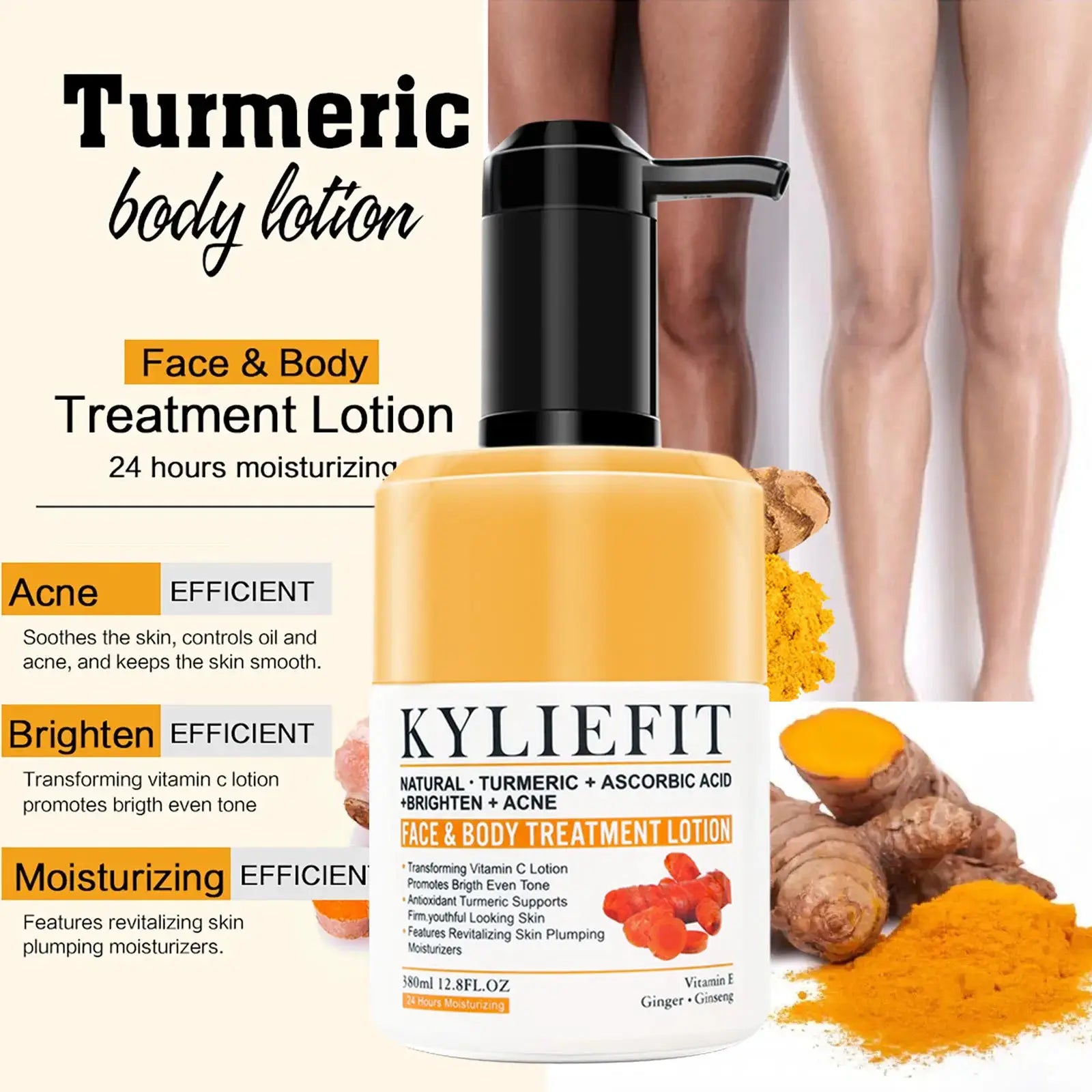 AILKE Organic Turmeric Lightening Skin Care Set, Reduce Acne, Improve Dullness, Hydration, Exfoliate, Clean and Smooths Skin by All Mart Bristol Ltd