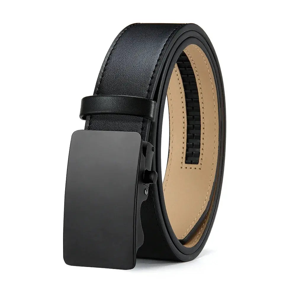Men's Premium Leather Leather Smooth Ratchet Business Belt Men's Dress and Casual Daily Adjustable Buckle, Tailored To Fit by All Mart Bristol Ltd