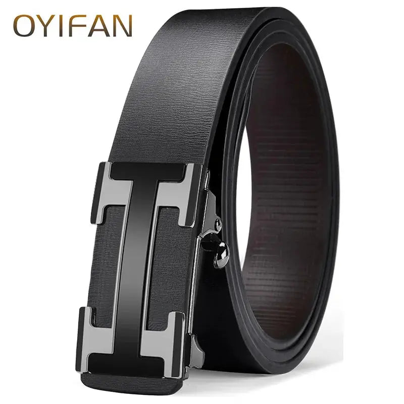 OYIFAN Top Quality Men's Genuine Leather Belt Men Leather Belts Size 105-160cm Automatic Belt Leather Belt for Men by All Mart Bristol Ltd