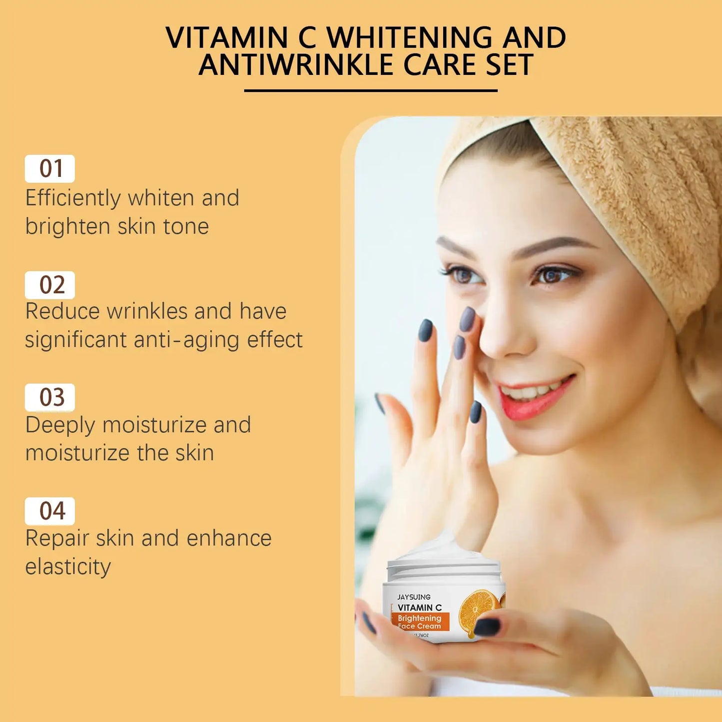 Vitamin C Skincare Set Face Whiten Cream Dark Spots Serum Cleaning Facial Cleanser Moisturizer Toner Firming Eye Cream Skin Care by All Mart Bristol Ltd