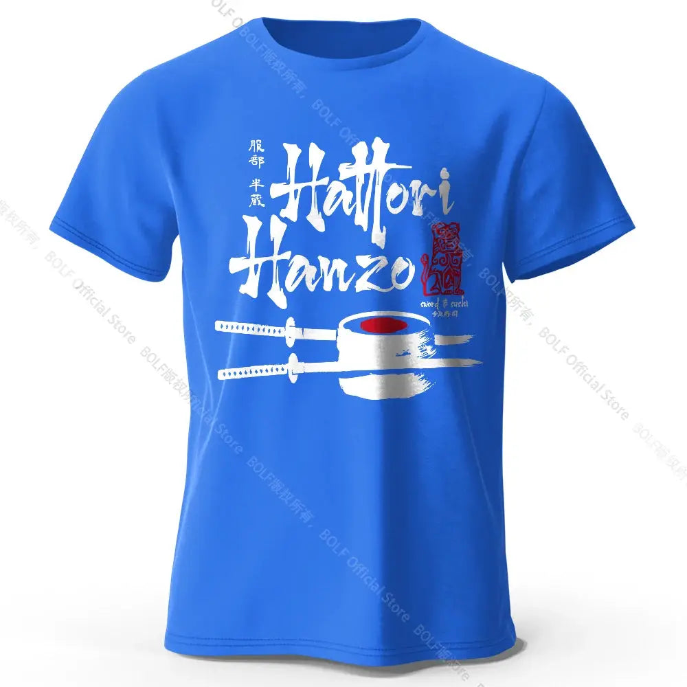 Men's Hattori Hanzo Printed T-Shirt 100% Cotton Oversized Ninja Graphic Tees for Women Summer Tops Samurai Streetwear by All Mart Bristol Ltd