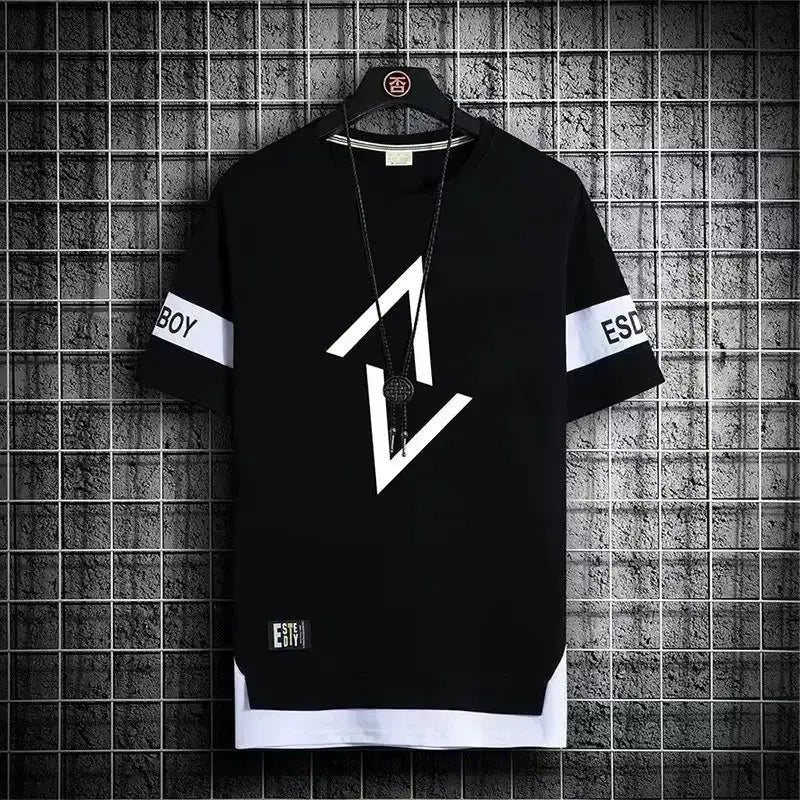 Hot selling new men's casual sports set fashionable and trendy printed versatile round neck T-shirt+sports pants two-piece set by All Mart Bristol Ltd