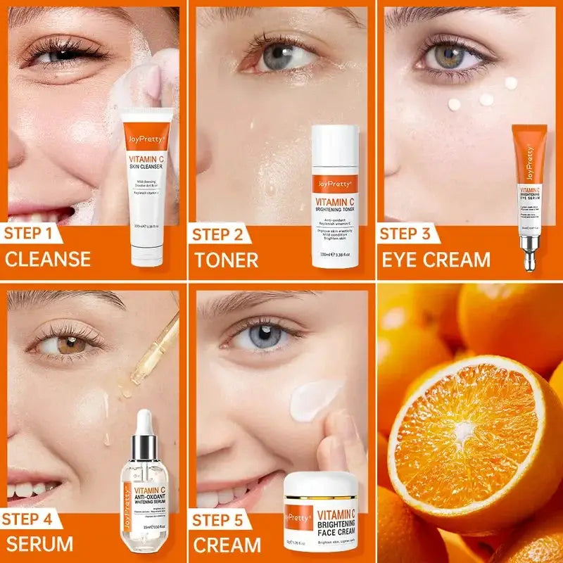 Vitamin C for Face Whitening Set Dark Spots Removal Cream Skincare Kits Eye Lightening Moisturizing Facial Serum Skin Care by All Mart Bristol Ltd