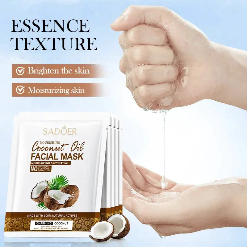5pcs SADOER Coconut Face Mask Facial skincare Moisturizing Anti Wrinkle Hydrating Whitenting Facial Masks Face Skin Care by All Mart Bristol Ltd