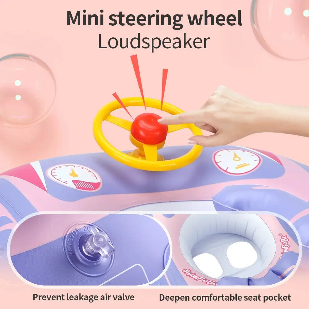 Kids Car Swimming Seat Float Ring Inflatable Infant Floating For Summer Swim Boat Circle Bathing Water Toy with Canopy by All Mart Bristol Ltd