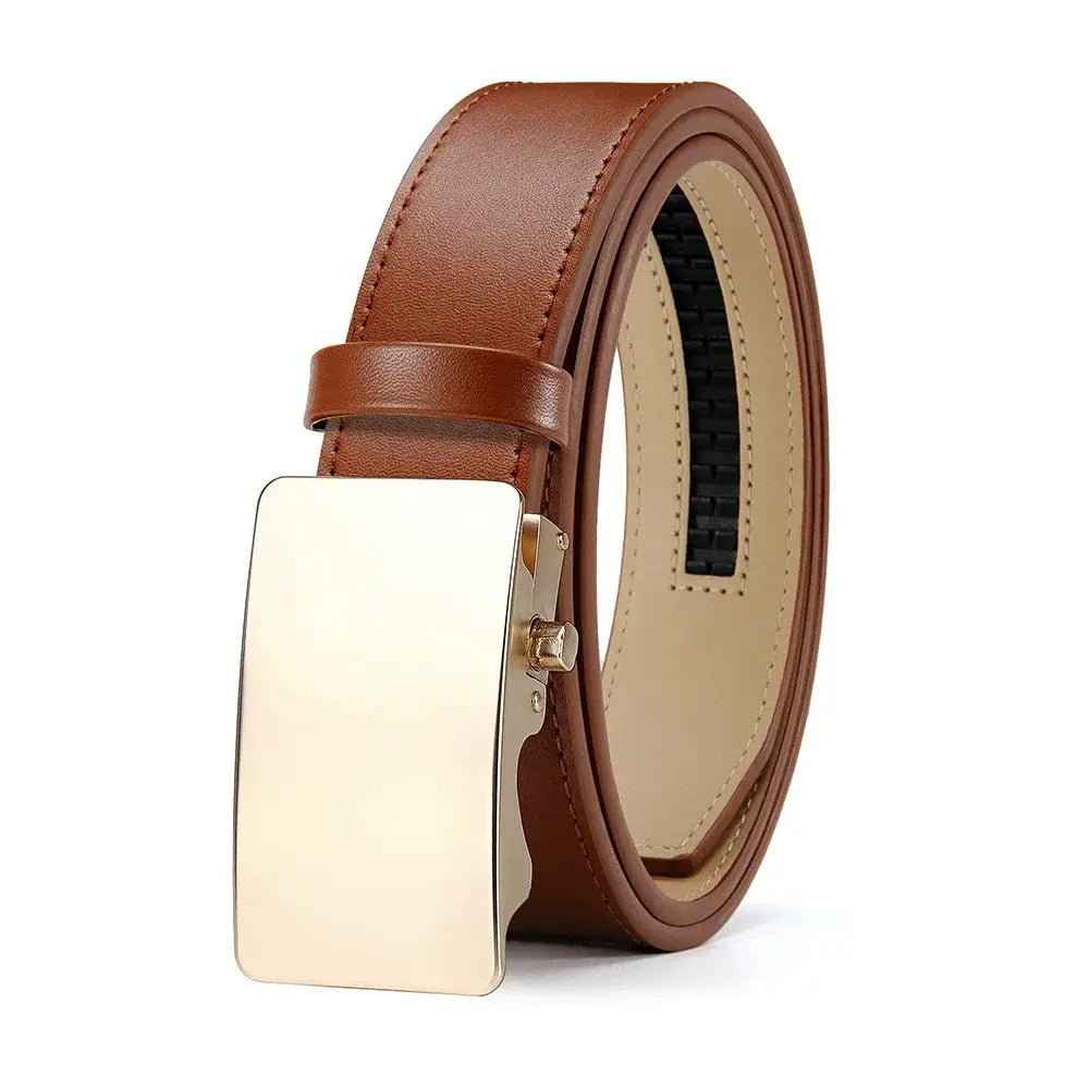 Men's Premium Leather Leather Smooth Ratchet Business Belt Men's Dress and Casual Daily Adjustable Buckle, Tailored To Fit by All Mart Bristol Ltd