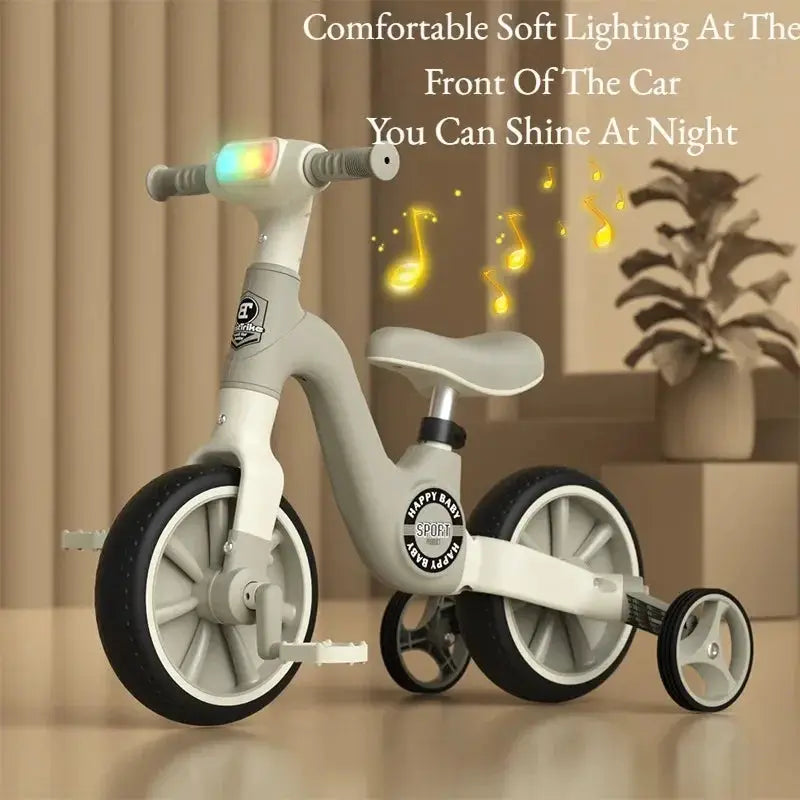 2-in-1 Children's Balance Bike Three Wheeled Multifunctional Pedals with Music Lighting Baby Walker Indoor and Outdoor Toys by All Mart Bristol Ltd