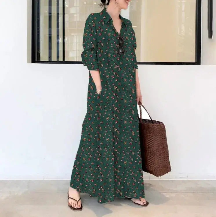 Fashion Cotton Linen Women Dress Maxi Ethnic Style Streetwear Elegant Vestidos Casual Vintage Loose Long Dresses Woman Clothes by All Mart Bristol Ltd