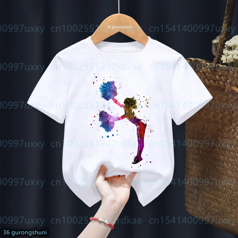 kawaii Girls T-Shirts Cheerleader Girls Sports Gymnastics Enthusiast Tshirts Fashion kids Clothing Tshirt girls clothes 2 to15 by All Mart Bristol Ltd