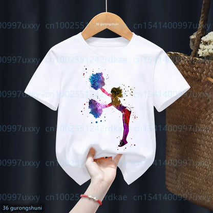 kawaii Girls T-Shirts Cheerleader Girls Sports Gymnastics Enthusiast Tshirts Fashion kids Clothing Tshirt girls clothes 2 to15 by All Mart Bristol Ltd