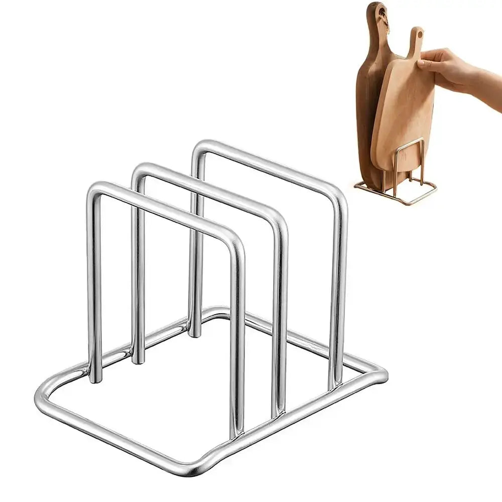 Portable Stainless Steel Cutting Board Holder Rustproof Space Saving Pot Lid Stand 2 Sectional Kitchen Storage Rack by All Mart Bristol Ltd