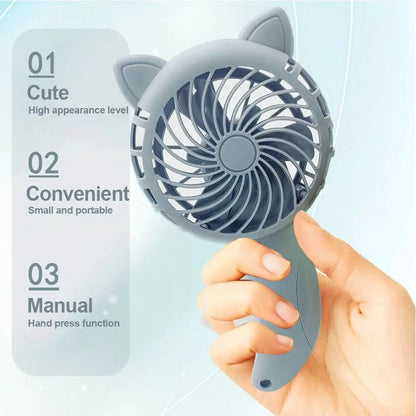 3 Colors Portable Handheld Fan Hand Pressure Fan Mini Portable Fan Without Battery Household Cute Fan Cooling Cartoon Held Fan by All Mart Bristol Ltd
