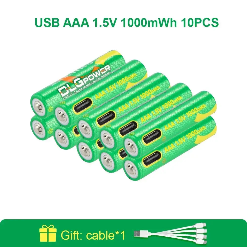 DLGpower USB Li-ion AAA 1.5V Rechargeable Battery aaa 1000mWh Lithium Batteries for Toys Remote Control Mouse Flashlight by All Mart Bristol Ltd