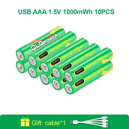 DLGpower USB Li-ion AAA 1.5V Rechargeable Battery aaa 1000mWh Lithium Batteries for Toys Remote Control Mouse Flashlight by All Mart Bristol Ltd