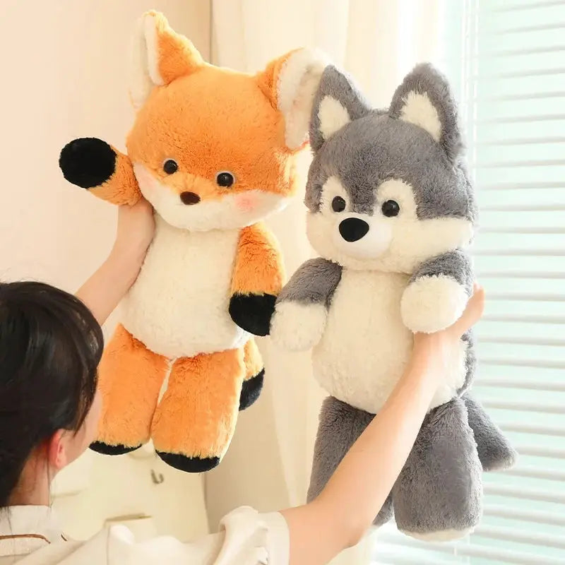 50cm New Kawaii Running Fox Wolf Plush Toys Cartoon Stuffed Animal Lovely Soft Cuddly Baby Plushie Doll Toy for Girls Gift Decor by All Mart Bristol Ltd