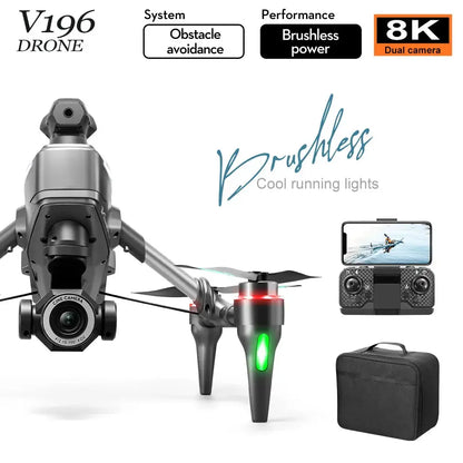 New V196 Drone Brushless 8k HD camera Aerial Drone Optical Flow Obstacle Avoidance Flyer Quadcopter RC Plane Toys by All Mart Bristol Ltd