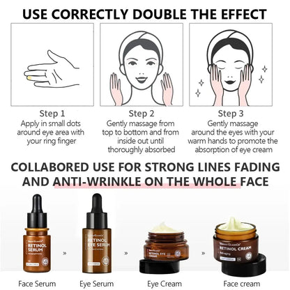 VIBRANT GLAMOUR Retinol Face Eye Cream Serum Facial Skin Care 4PCS/Set by All Mart Bristol Ltd