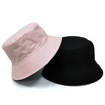 Black Solid Dots Bucket Hat Two Side Wear Unisex Simple Bob Caps Hip Hop Gorros Men Women Panama Cap Beach Fishing Boonie Sunhat by All Mart Bristol Ltd