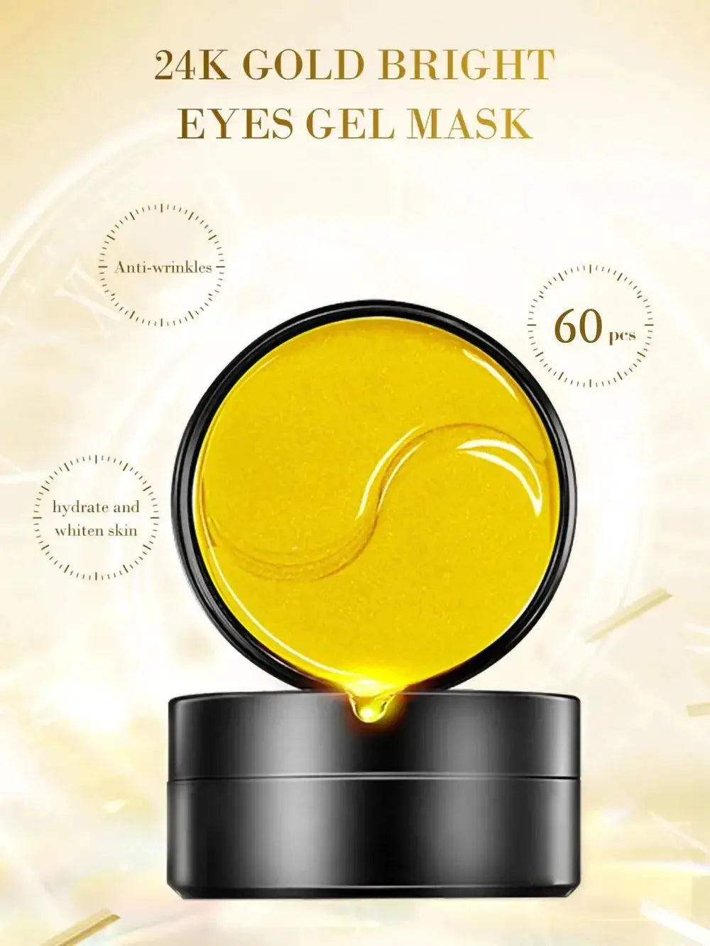 60pcs Golden Moisturizing Eye Mask Relieve Eye Fatigue Nourish Eye Area Collagen Crystal Eye Mask Korean Skin Care Masks by All Mart Bristol Ltd
