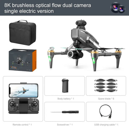 New V196 Drone Brushless 8k HD camera Aerial Drone Optical Flow Obstacle Avoidance Flyer Quadcopter RC Plane Toys by All Mart Bristol Ltd
